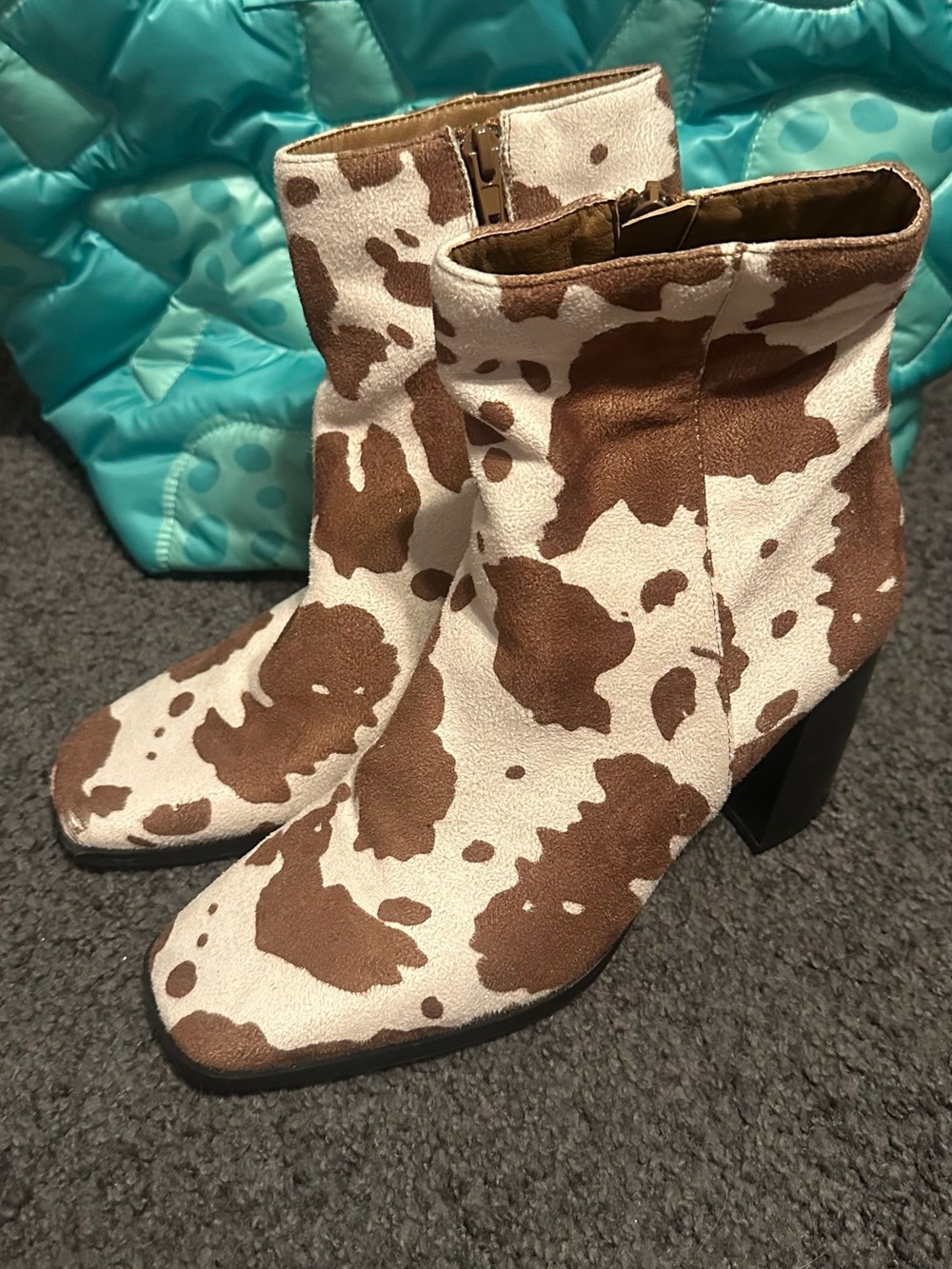 Women’s Nasty Gal Brown & White Cowprint Ankle Boots